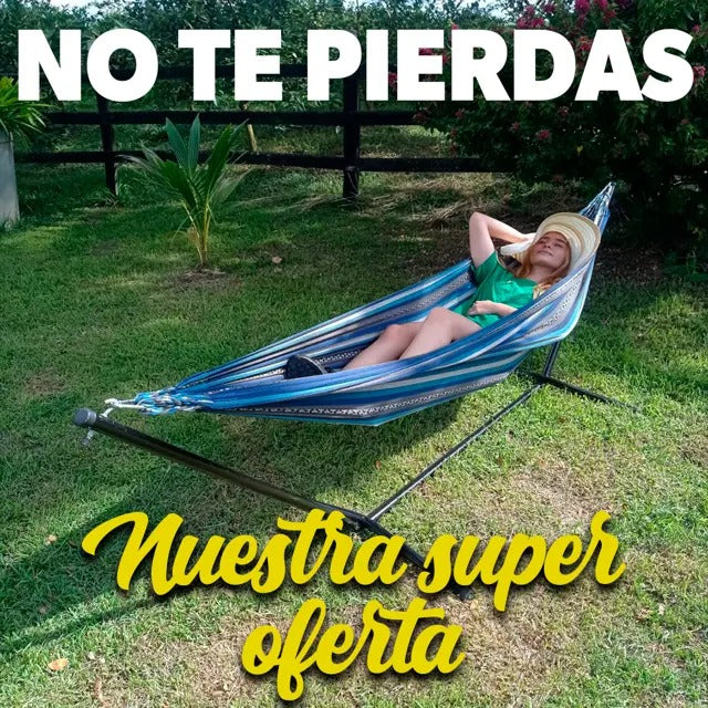 RelaxMax™ – Kit de 8 Hamaca Tela algodón Premium Tropical con Soporte de Acero y Ultra Confort